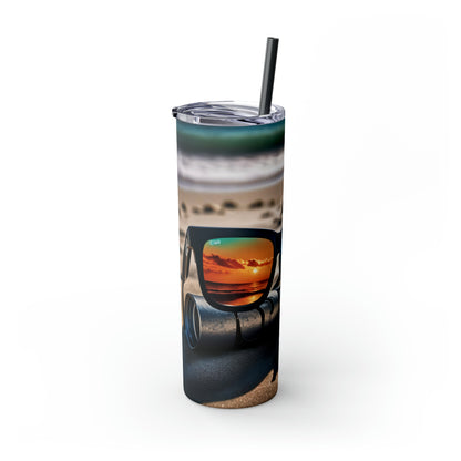 Skinny Tumbler with Straw, 20oz - Beach Fun Forever