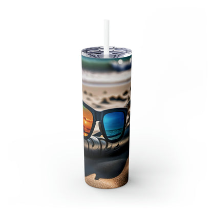 Skinny Tumbler with Straw, 20oz - Beach Fun Forever