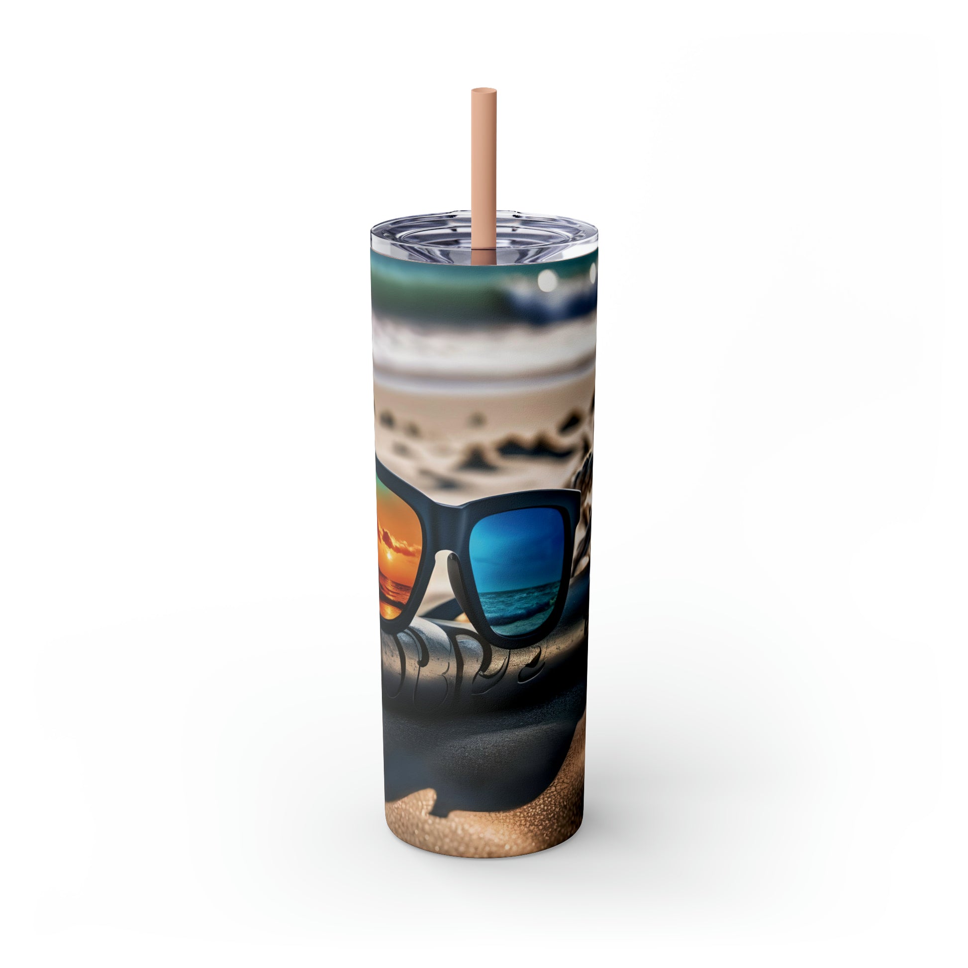 Skinny Tumbler with Straw, 20oz - Beach Fun Forever