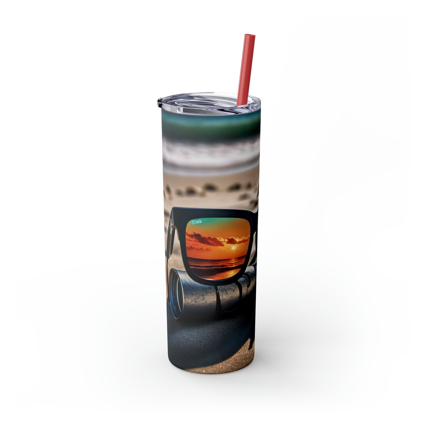 Skinny Tumbler with Straw, 20oz - Beach Fun Forever