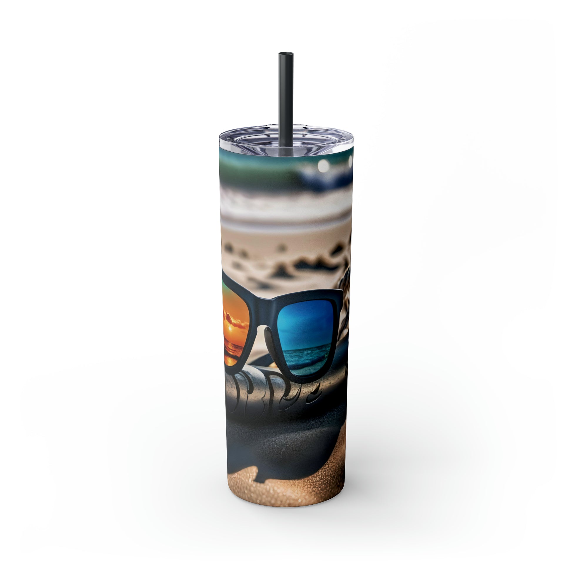 Skinny Tumbler with Straw, 20oz - Beach Fun Forever