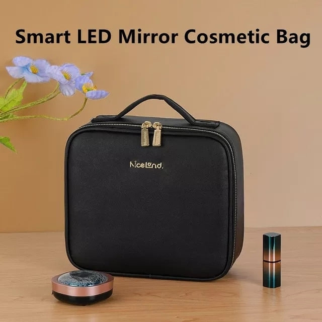 Smart  LED Cosmetic Case with Mirror - Beach Fun Forever