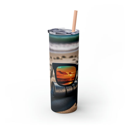 Skinny Tumbler with Straw, 20oz - Beach Fun Forever