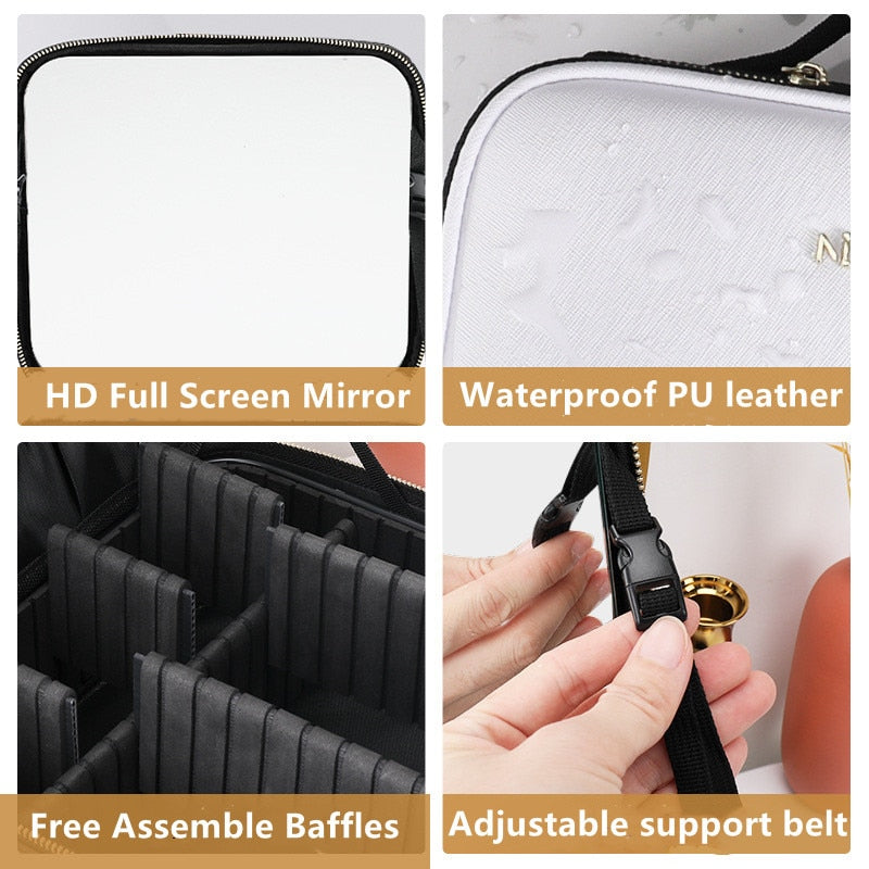 Smart  LED Cosmetic Case with Mirror - Beach Fun Forever